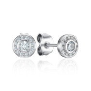 Серебряные серьги-пуссеты с фианитами (SZDE00617-E/12/1)