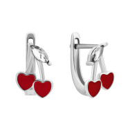 Серебряные серьги Вишенки с эмалью и фианитом (SZDE06210)