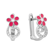 Серебряные серьги с эмалью и фианитами (SZDE06673)