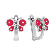 Серебряные серьги с эмалью и фианитами (SZDE06719)