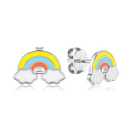 Серебряные пуссеты Радуга с эмалью SZDE06947-E/12/4904