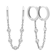 Серебряные серьги-конго с фианитами (SZDE10220)