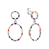 Серебряные серьги-подвески с фианитами (SZDE13758)