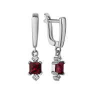 Серебряные серьги-подвески с розовым кварцем и фианитами (SZDE15199)