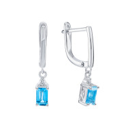 Серебряные серьги-подвески с топазом swiss и фианитами (SZDE15224-2)