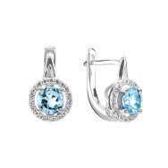 Серебряные серьги с топазом swiss и фианитами (SZDE15350-1)