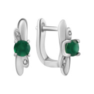 Серебряные серьги с агатом и фианитом (SZDE15528 агат)