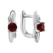 Серебряные серьги с гранатом и фианитами (SZDE15528 гр)