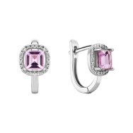 Серебряные серьги с аметистом и фианитами (SZDE15926)
