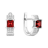 Серебряные серьги с гранатом и фианитами (SZDE15971 гр)