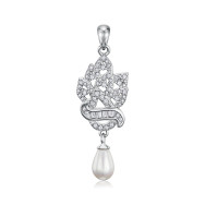 Серебряная подвеска с жемчугом и фианитами SZDP00499-P/12/4918