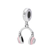 Серебряная подвеска шарм Наушники с эмалью и фианитами (SZDP04574)