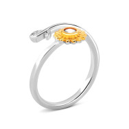 Серебряное кольцо Цветок с позолотой и фианитом (SZDR10111)