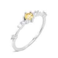 Серебряное кольцо с хризолитом и фианитами (SZDR31505-2)