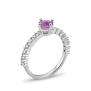 Серебряное кольцо с аметистом и фианитами (SZDR32228)