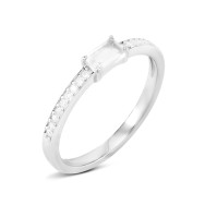 Серебряное кольцо с зелёным кварцем и фианитами (SZDR92104-2)