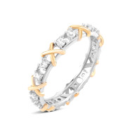 Серебряное кольцо с позолотой и фианитами (TA06765)