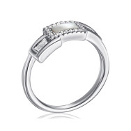 Серебряное кольцо с фианитами и перламутром  TR-783-7-W-S-R/12/1090