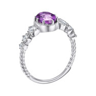 Серебряное кольцо с аметистом и фианитами KRS 623-AM-R/12/5272