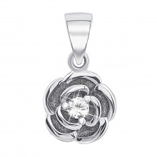 Серебряная подвеска «Цветок» с фианитом (PSS1050P)