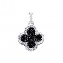 Серебряная подвеска Клевер с фианитами (30594chb)