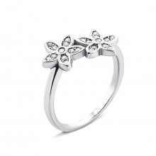 Серебряное кольцо «Цветы» с фианитами (LR919)