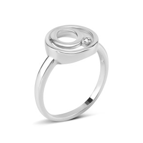 Серебряное кольцо с бриллиантом (1883/1р-BR)