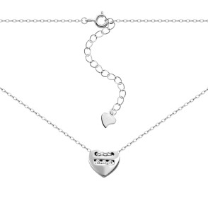 Серебряное колье Сердце с фианитами (5D14677)