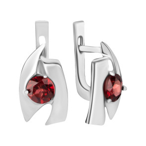 Серебряные серьги с гранатом (с1278грRh)