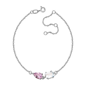 Серебряный браслет с топазом и аметистом (б1301Rh)