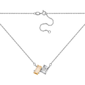 Серебряное колье с цитрином и топазом (ко1305Rh)