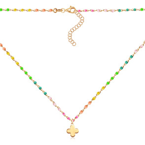 Серебряное колье Клевер с эмалью  CLT_11951-K/20/1696