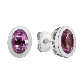 Серебряные пуссеты с аметистом (SE22363 с ам)