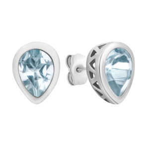 Серебряные серьги-пуссеты с топазом (SE22365 с топ)