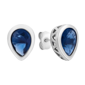 Серебряные серьги-пуссеты с crystal (SE22365)