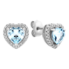 Серебряные пуссеты с топазом и фианитами (SE26917-BW topaz)