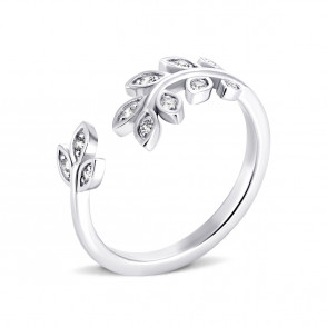 Серебряное кольцо Листики с фианитами (10435)