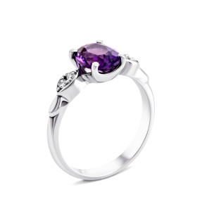 Серебряное кольцо с аметистом и фианитами (1486/1р-AMET)