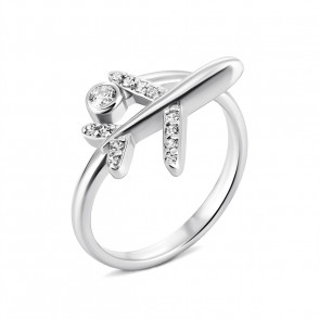 Серебряное кольцо Самолет с фианитами (10523)