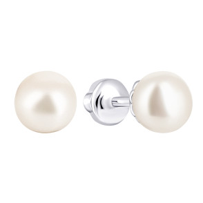 Серебряные пуссеты с жемчугом (2263/9р-PWT)