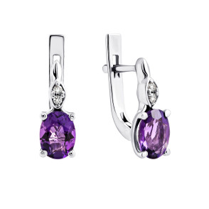 Серебряные серьги с аметистом и фианитами (2064/1р-AMET)