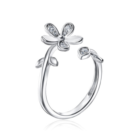 Срібна каблучка Квітка з фіанітами 001500/12/1/73