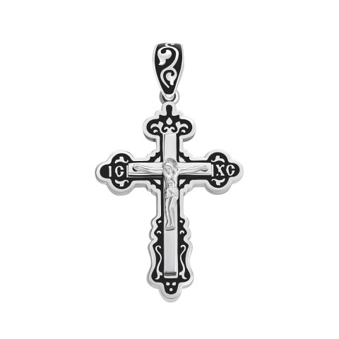 Срібний хрестик з емаллю. Розп'яття Христове (150 Р ( ч))