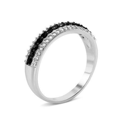 Срібна каблучка з фіанітами (1571чб/1р-CZ)
