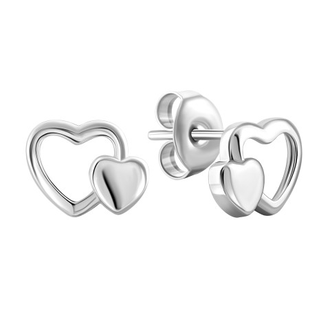 Срібні сережки-пусети Серце (1EA102488)