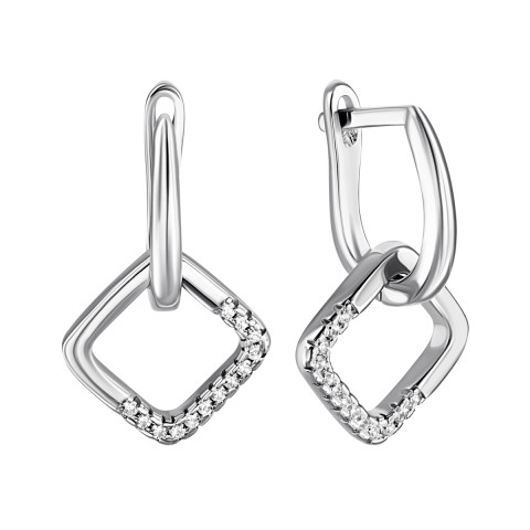 Срібні сережки-підвіски з фіанітами (1EA104843)