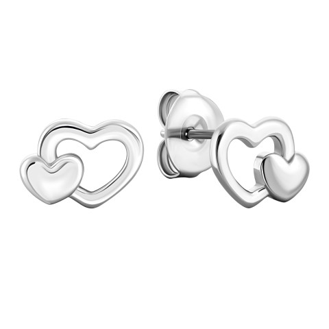 Срібні сережки-пусети Серце (1EA102762)
