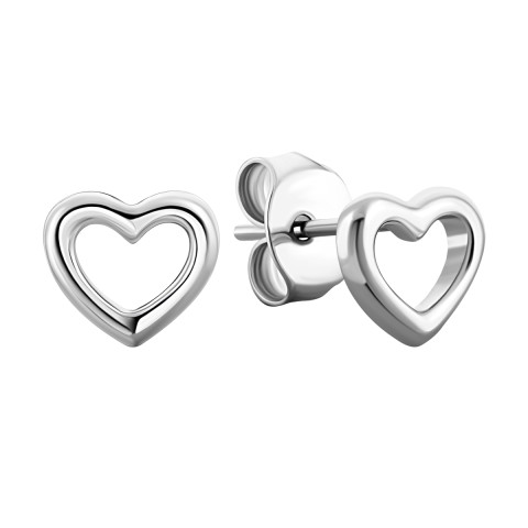 Срібні сережки-пусети Серце (1EA104350)