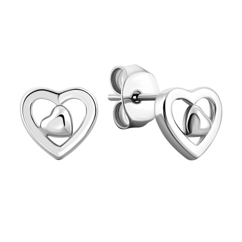 Срібні сережки-пусети Серце (1EA104375)