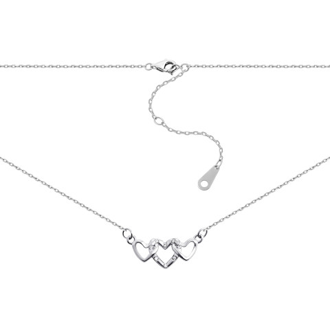 Срібне кольє Серця з фіанітами (1NE55679-CZ)